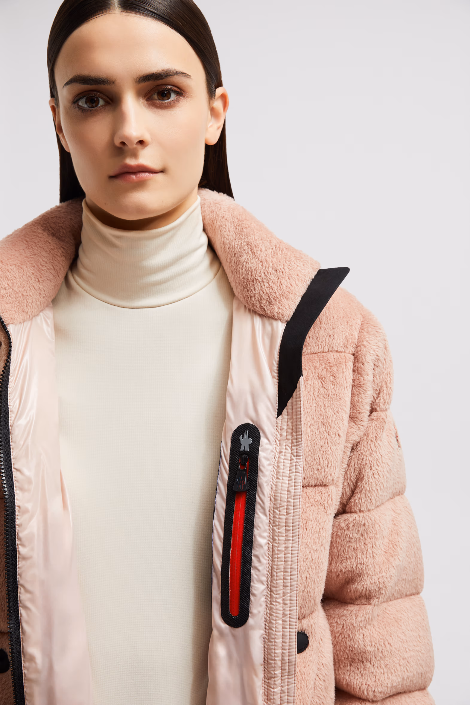 Plumífero corto con capucha Ayse Polartec® Mujer Rosado Moncler 9